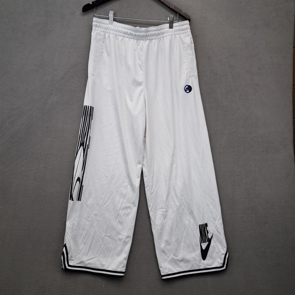 NIKE Men's White Mesh Basketball Pants Athletic Workout Gym Size L All Mesh